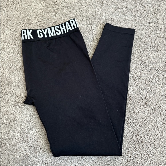 GYMSHARK leggings with logo WAISTBAND in BLACK, size LARGE - Picture 1 of 3